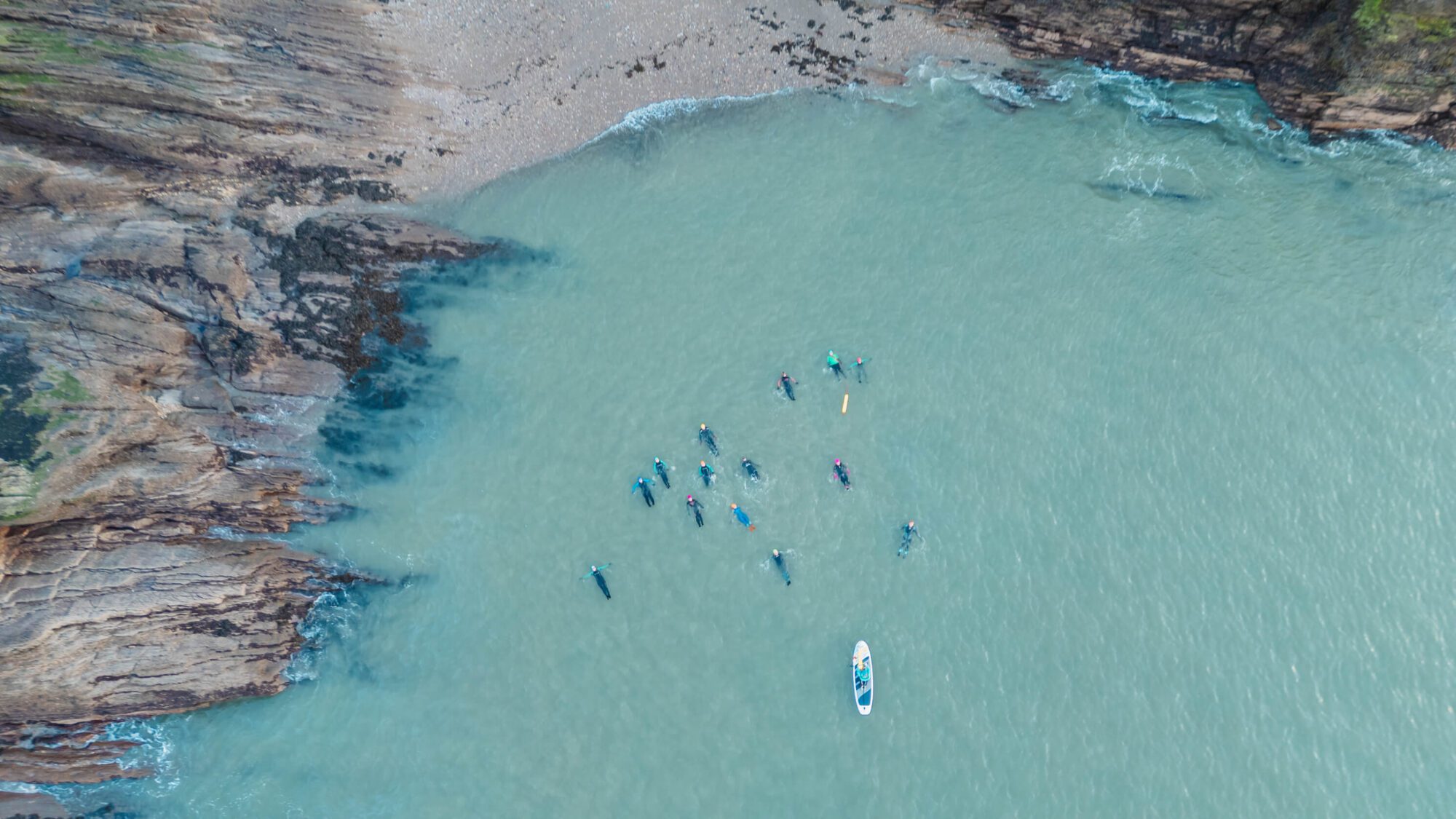 Cold water swimmers on the North Devon coast